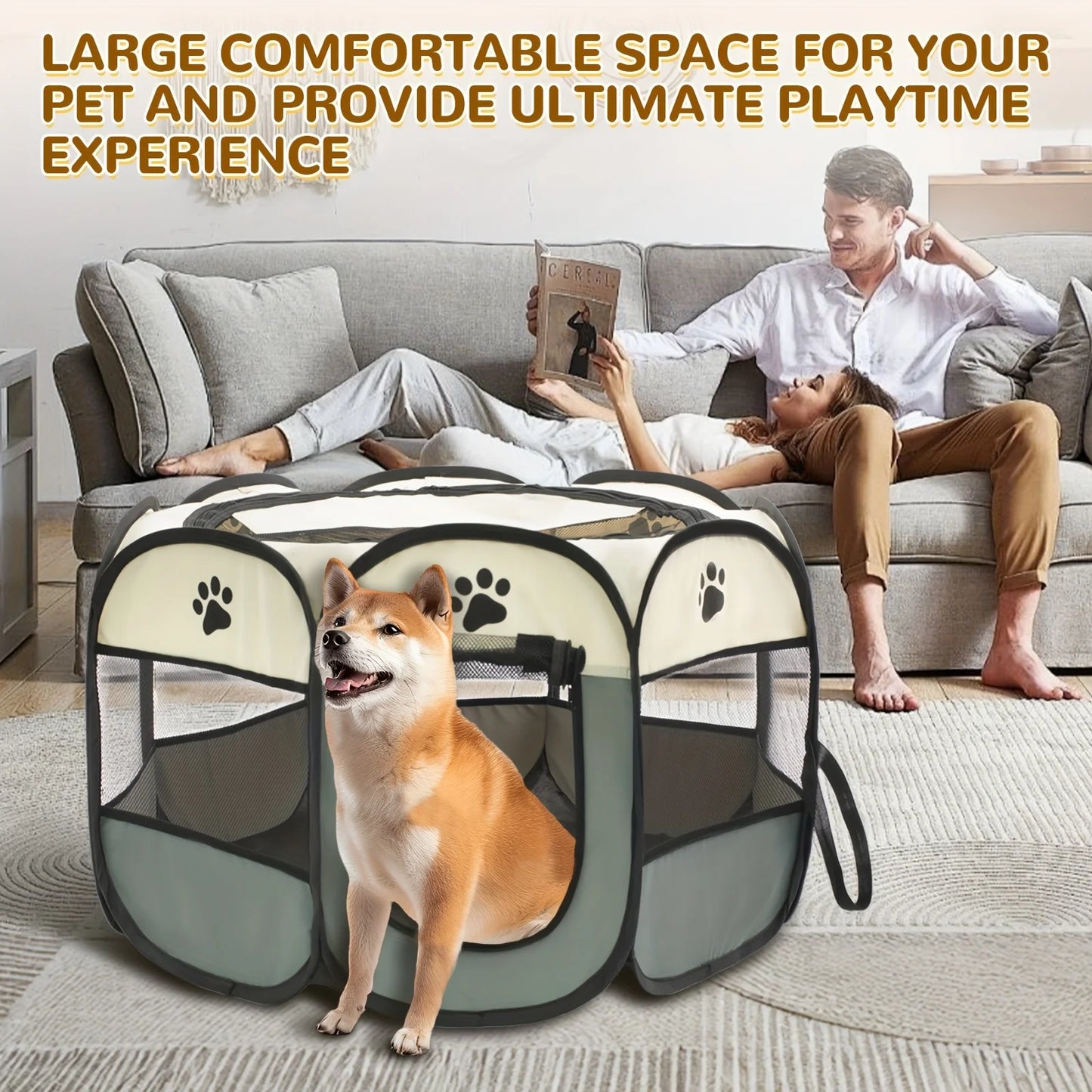 NIUBYA Premium Indoor Outdoor Foldable Octagonal Pet Playpen