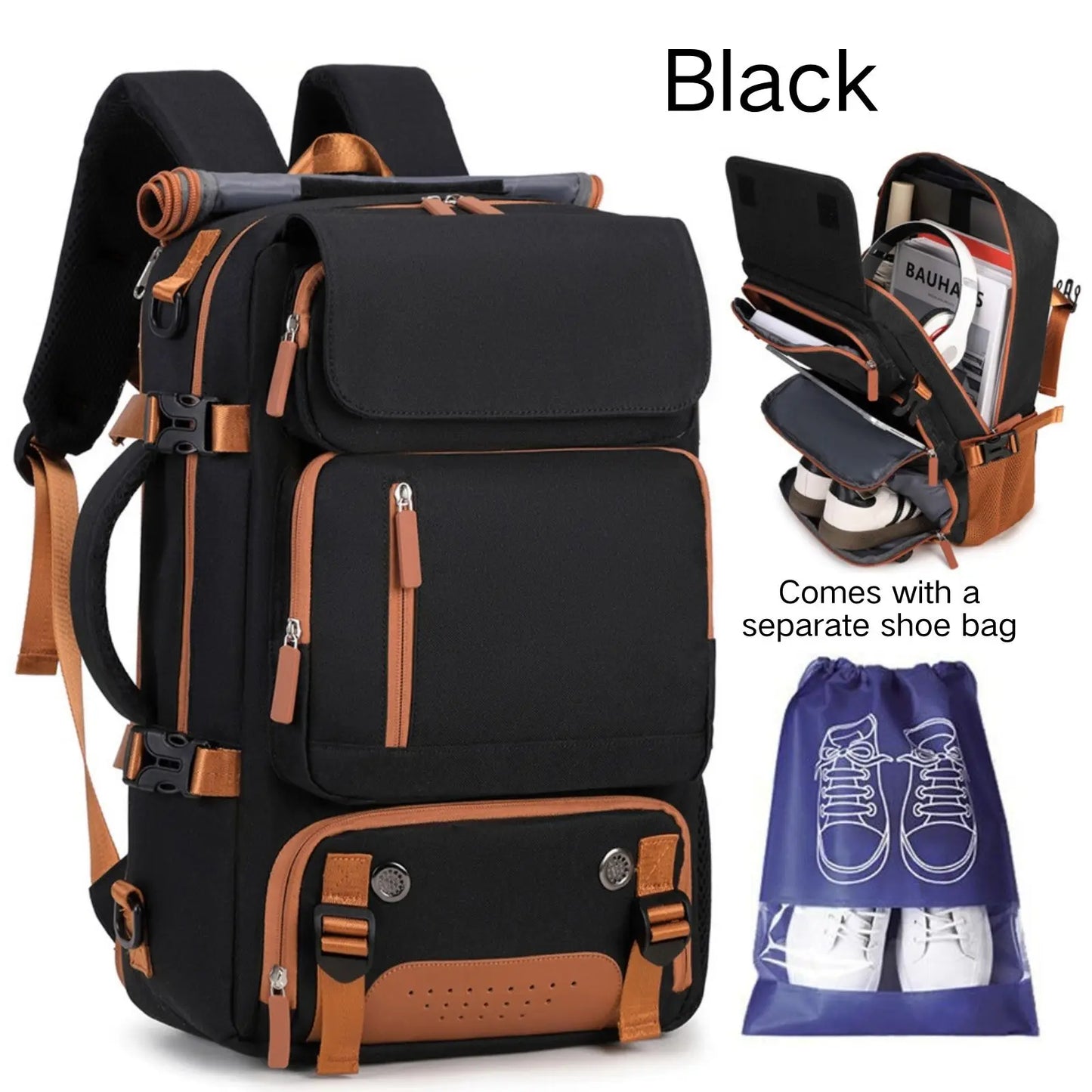 NONECN Backpack With Shoe Compartment Travel Laptop Carry On Luggage