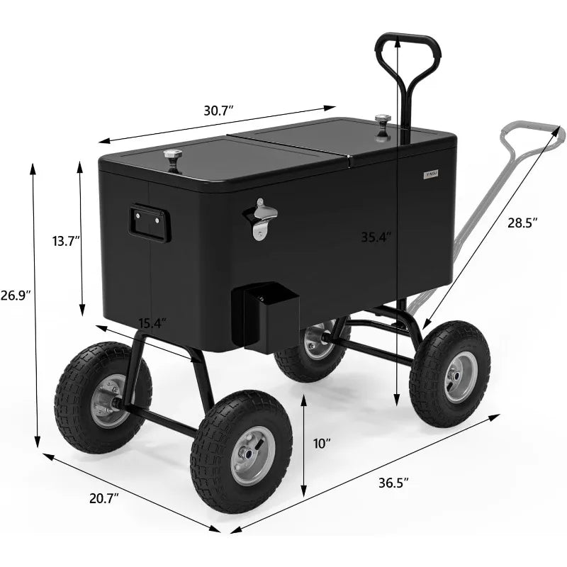 YTYIN Wagon Rolling Cooler With Long Handle And Wheels