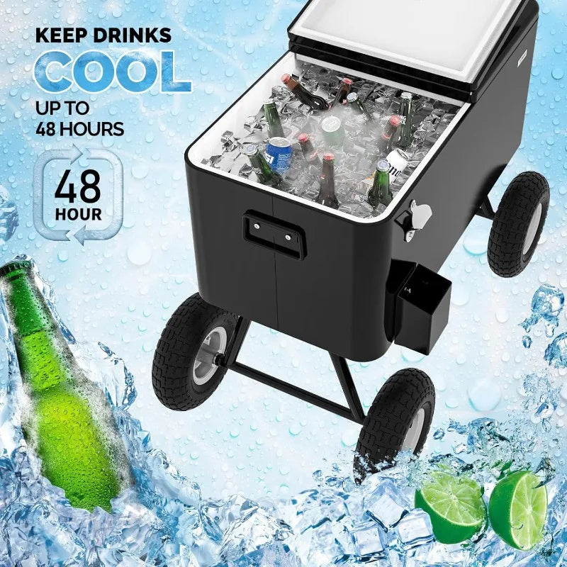YTYIN Wagon Rolling Cooler With Long Handle And Wheels
