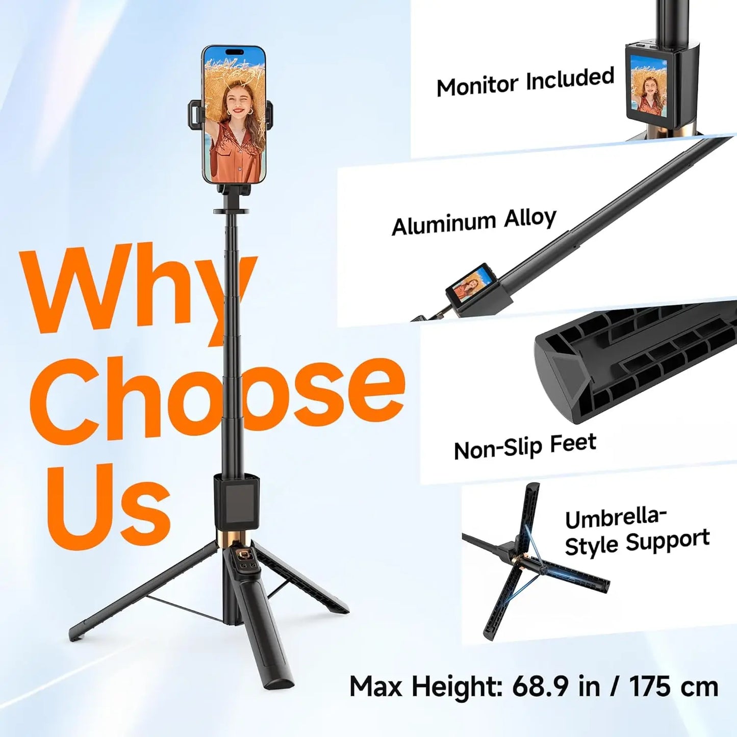 CL07 Extendable Selfie Stick Tripod With Wireless Remote