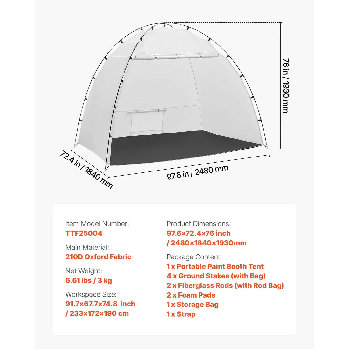 SucceBuy Portable Paint Booth Tent With Built In Floor And Oxford Fabric