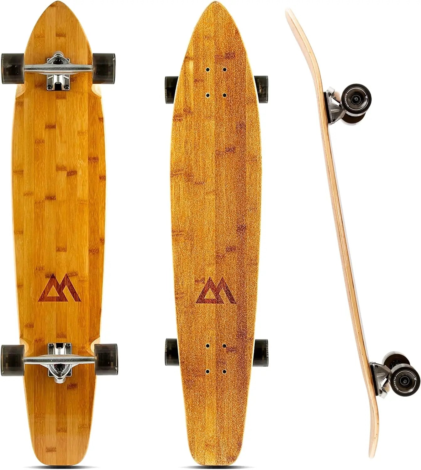 Longboard Skateboard - Bamboo & Canadian Maple Deck - Ideal for Commuting, Cruising, Carving, Downhill Riding -