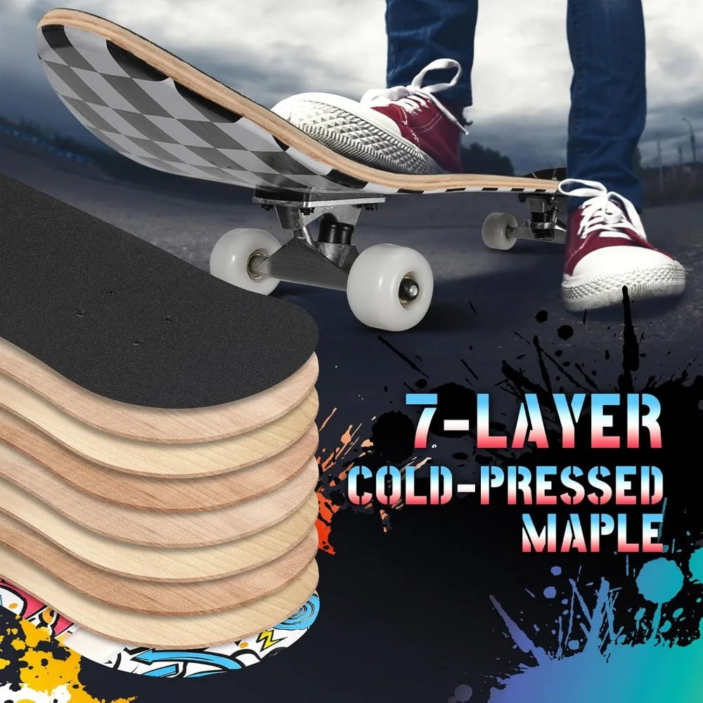 SHXI Pro Complete Skateboard For Beginners And All Skill Levels