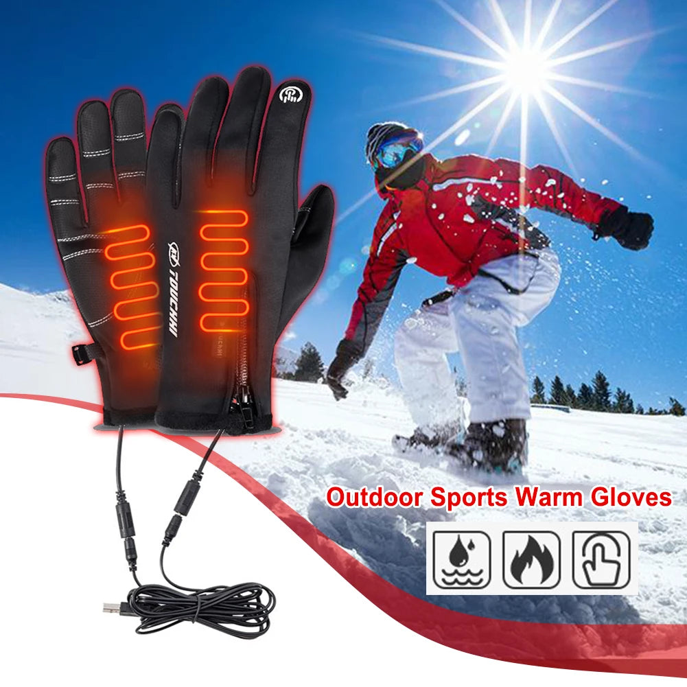 APWIKOGERCN USB Touch Screen Heated Gloves For Winter Sports