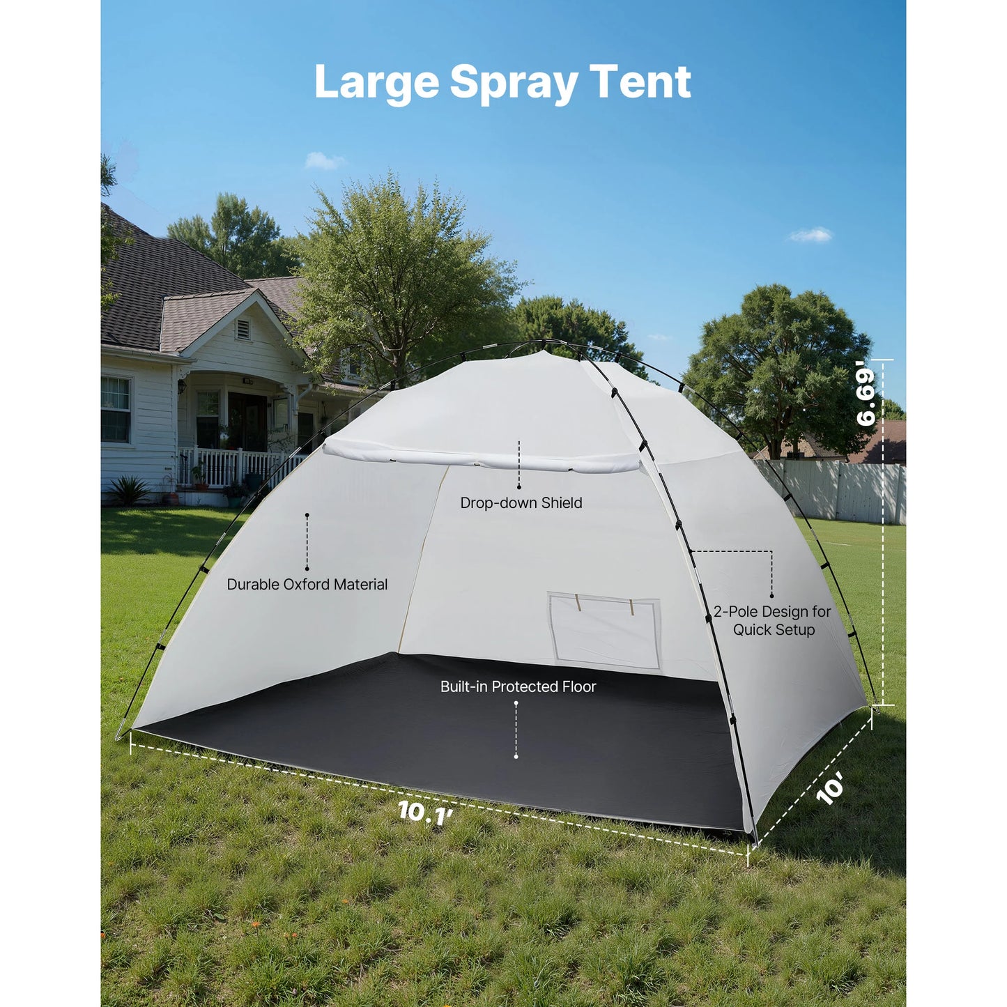 SucceBuy Portable Paint Booth Tent With Built In Floor And Oxford Fabric