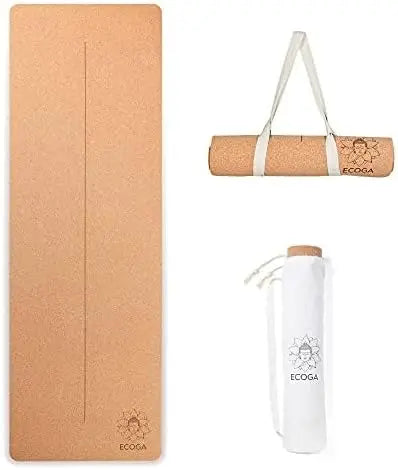 Cork Yoga Mat Non Slip With Alignment Marks And Strap