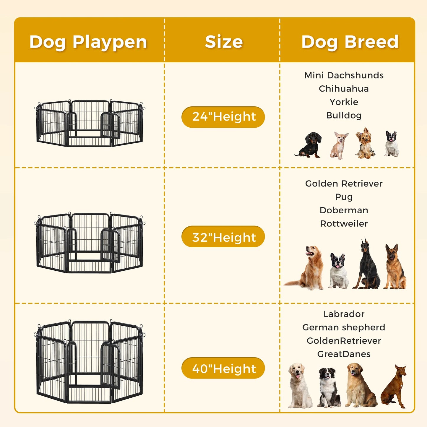 Dog Playpen With Door Foldable Metal Pet Fence Outdoor