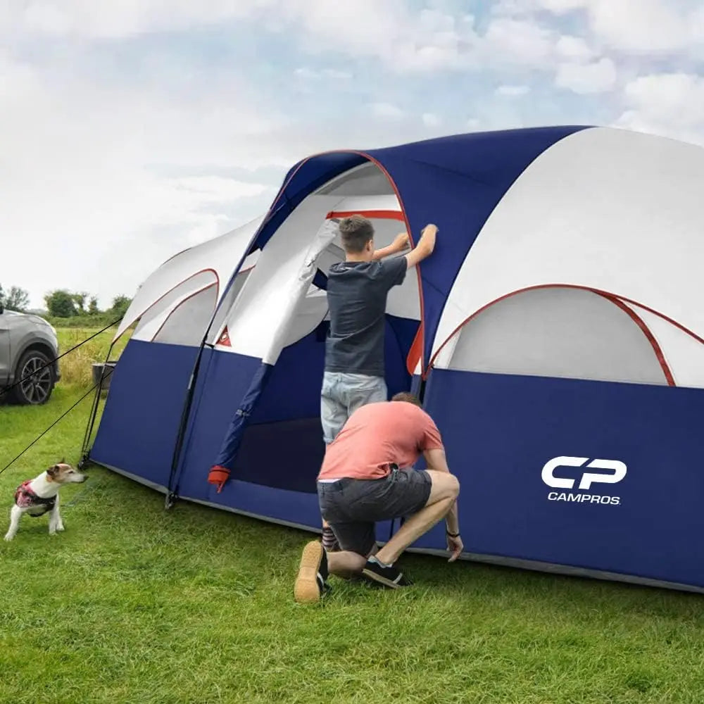 Family Camping Tent Waterproof Double Layer With Mesh Windows Room Divider