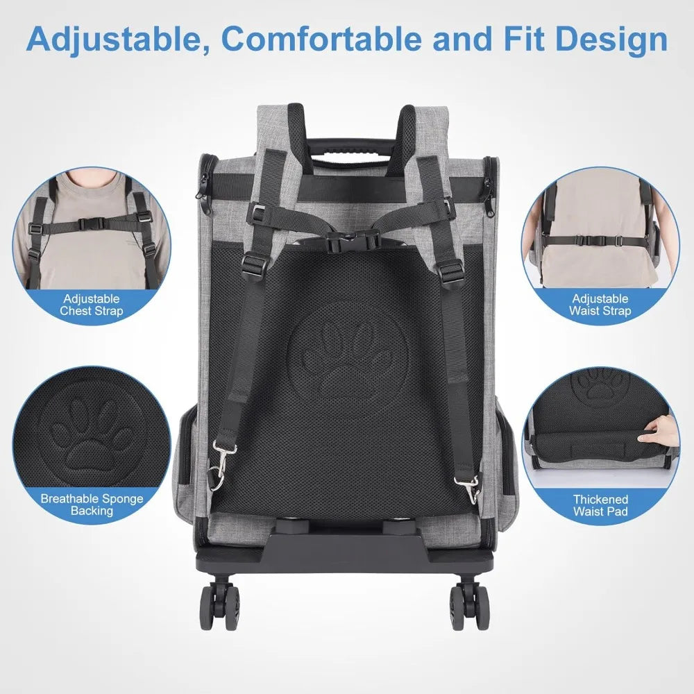 Pet Carrier Backpack With Wheels For Small Animals