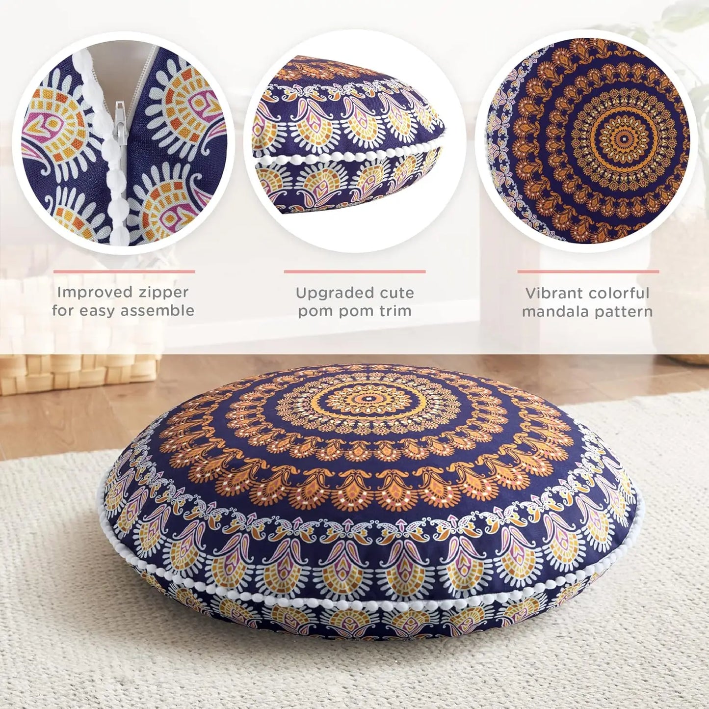 YTYIN Floor Pillows Set of 2 Memory Foam Meditation Cushions