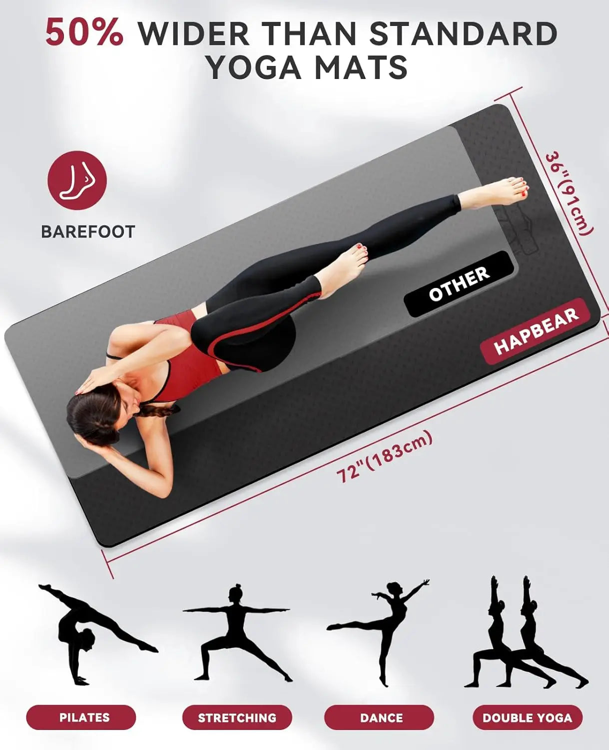 Extra Wide Non Slip Yoga Mat With Resistance Bands