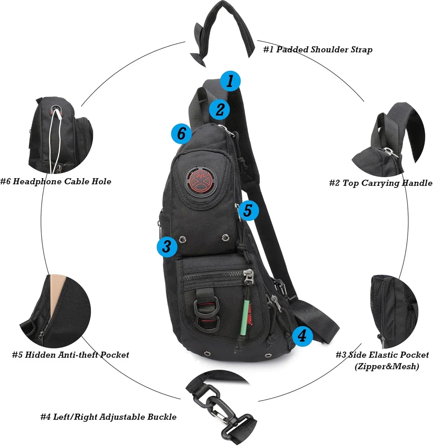 XMSJ Sling Backpack Crossbody Bag For Men Women Outdoor Travel