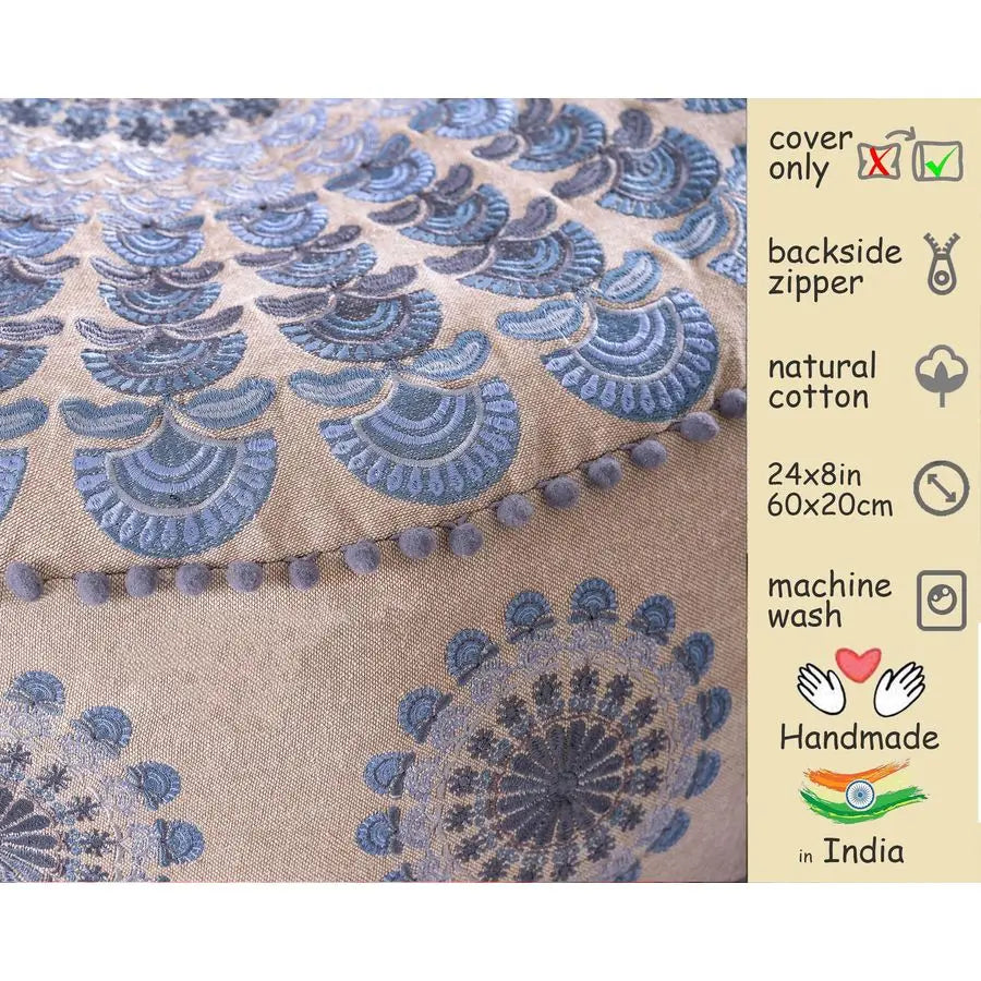 Round Floor Pillow Cover Boho Indian Decor