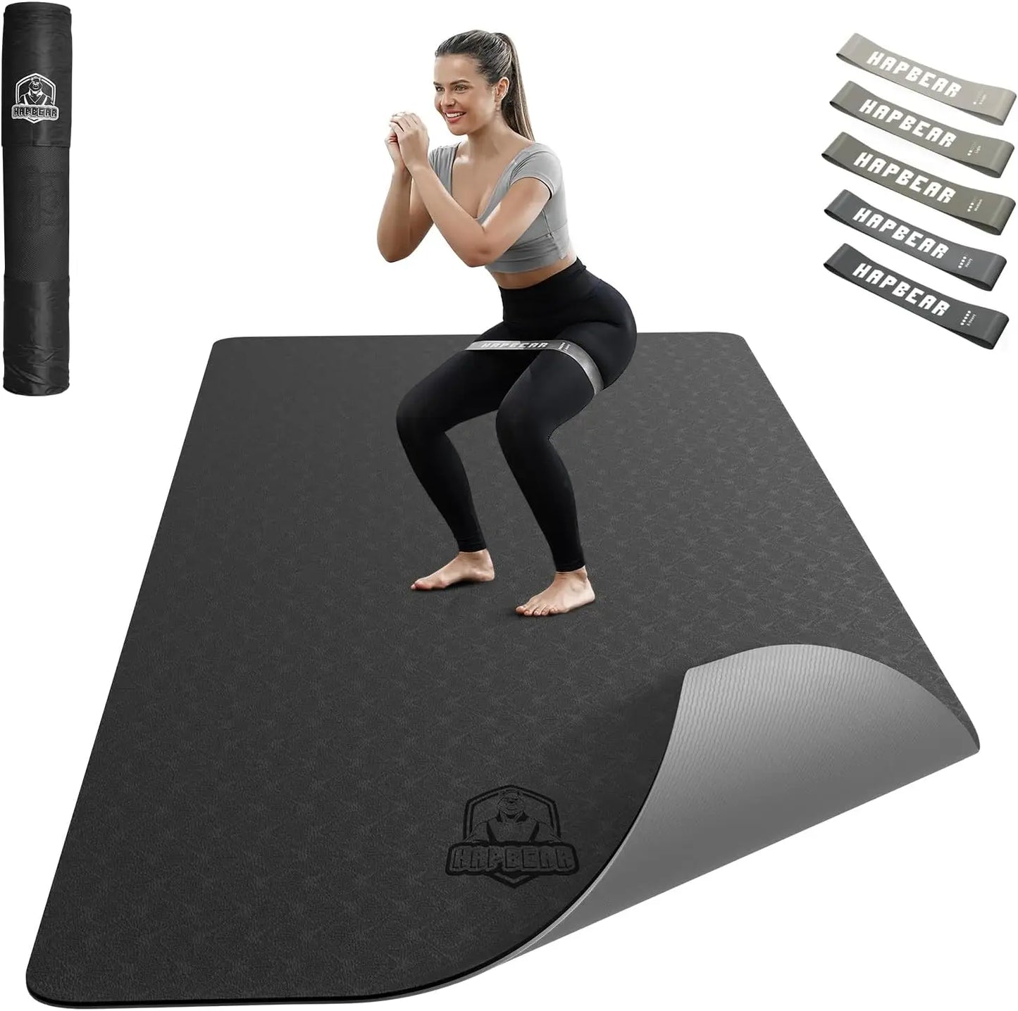 Extra Wide Non Slip Yoga Mat With Resistance Bands