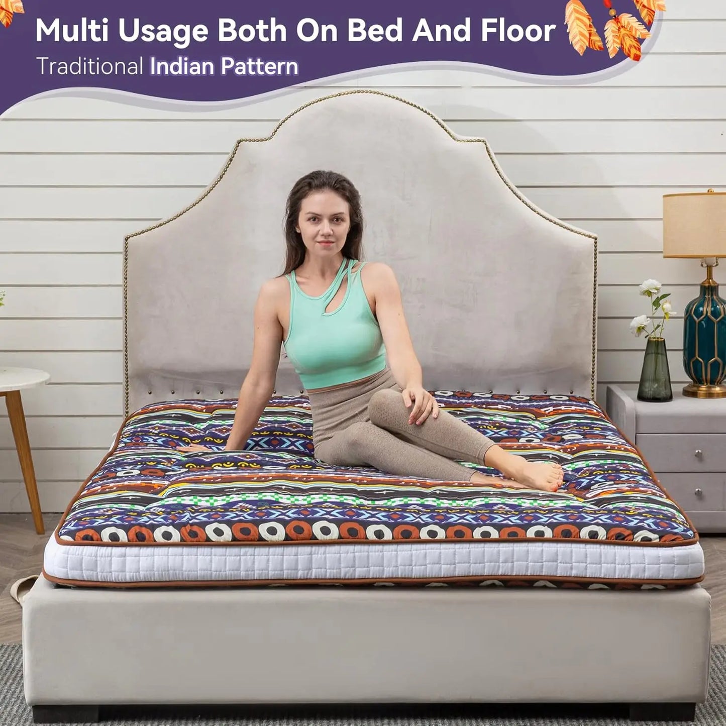 Extra Thick Japanese Floor Futon Mattress Roll-Up For Travel