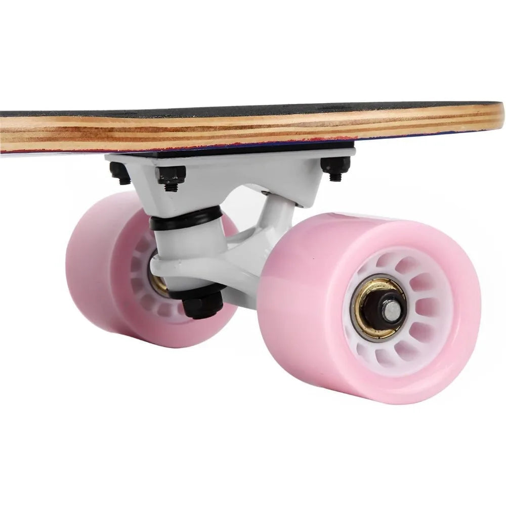 Mini Cruiser Longboard, 31 Inch Small Size Wide Wheel Skateboard, Beginner Stable & Easy-to-Control Skateboard, Suitable for Par