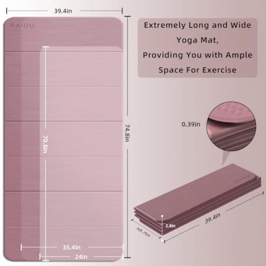 PAIDU Foldable Yoga Mat TPE Non Slip Easy Storage Workouts