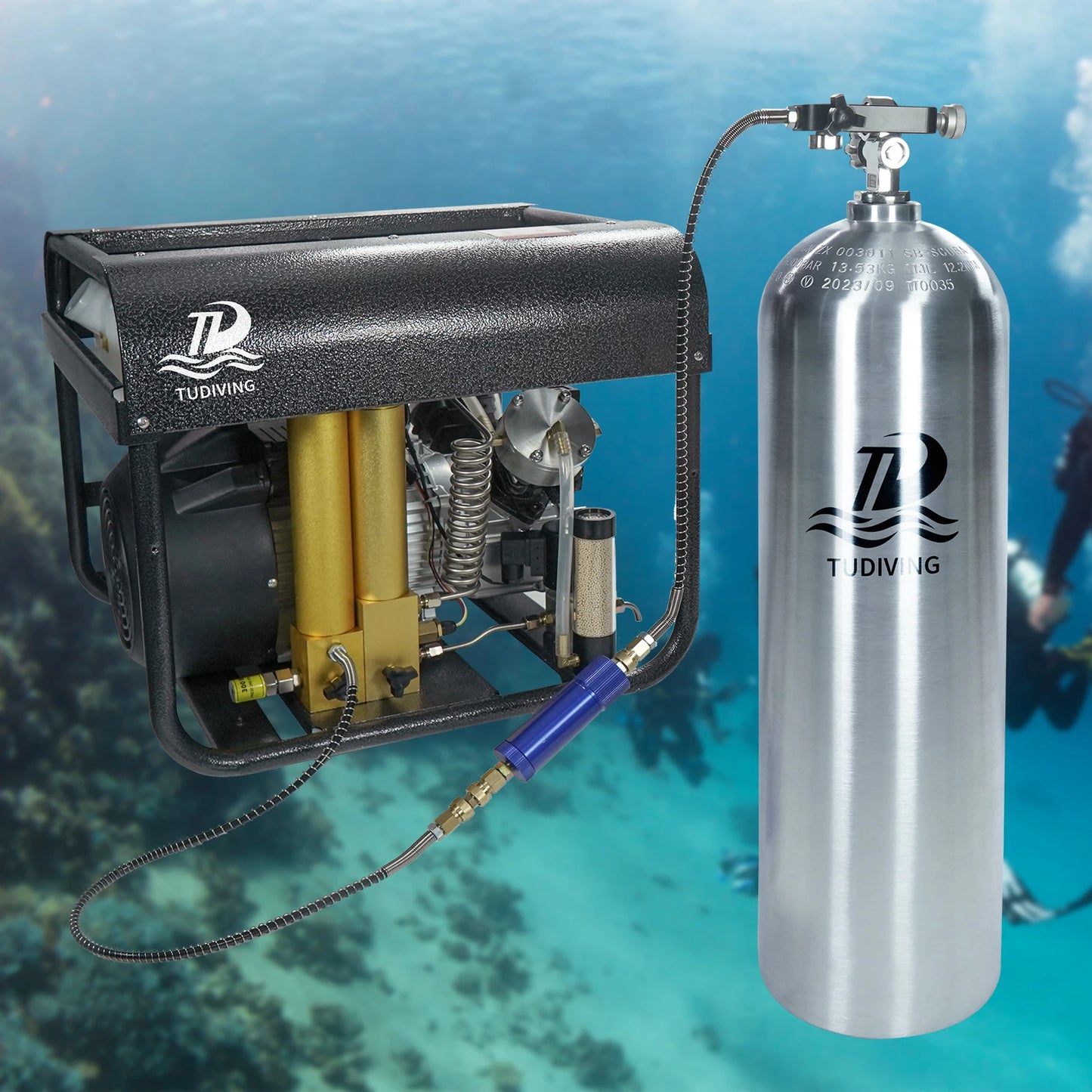 TUDIVING Aluminum Scuba Diving Tank With DIN Valve