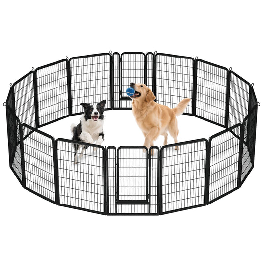 Dog Playpen With Door Foldable Metal Pet Fence Outdoor