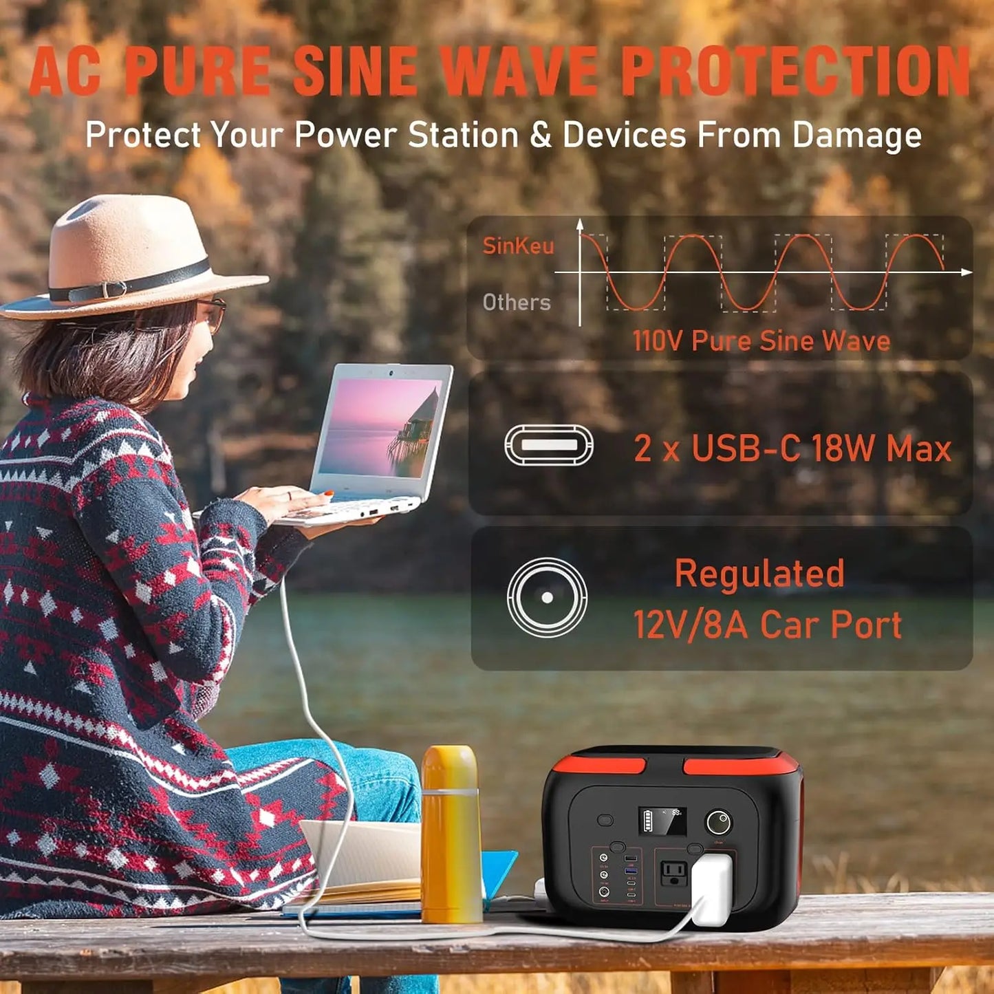 SinKeu Portable Power Station 600W 296Wh Backup Battery Pack