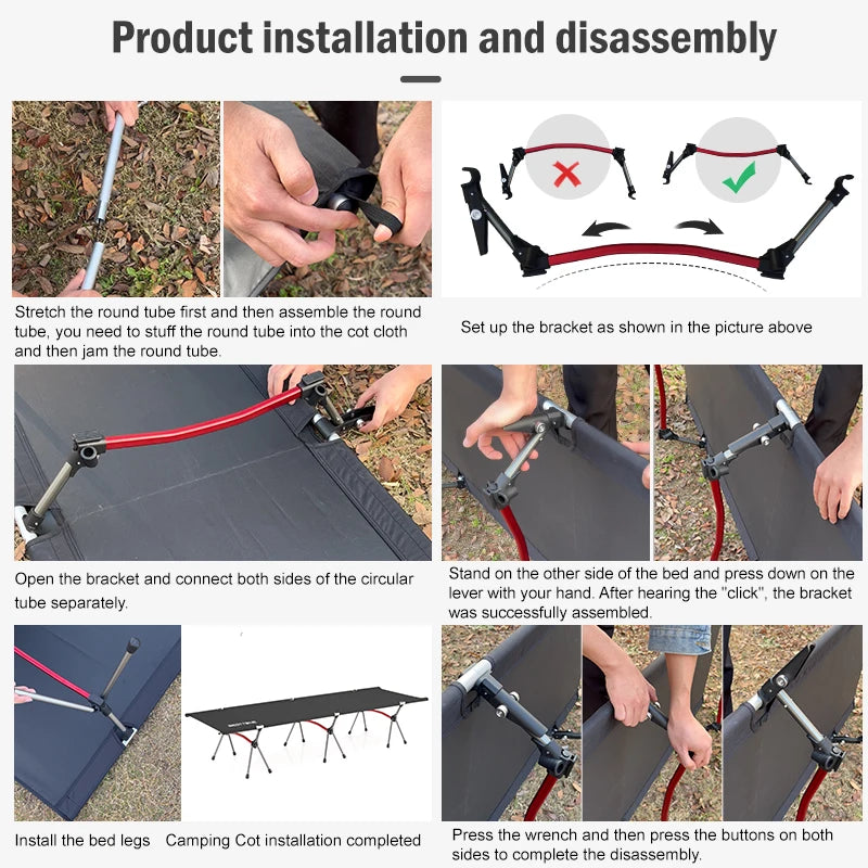 WESTTUNE Ultralight Camping Cot With Leg Extenders For Outdoor Travel