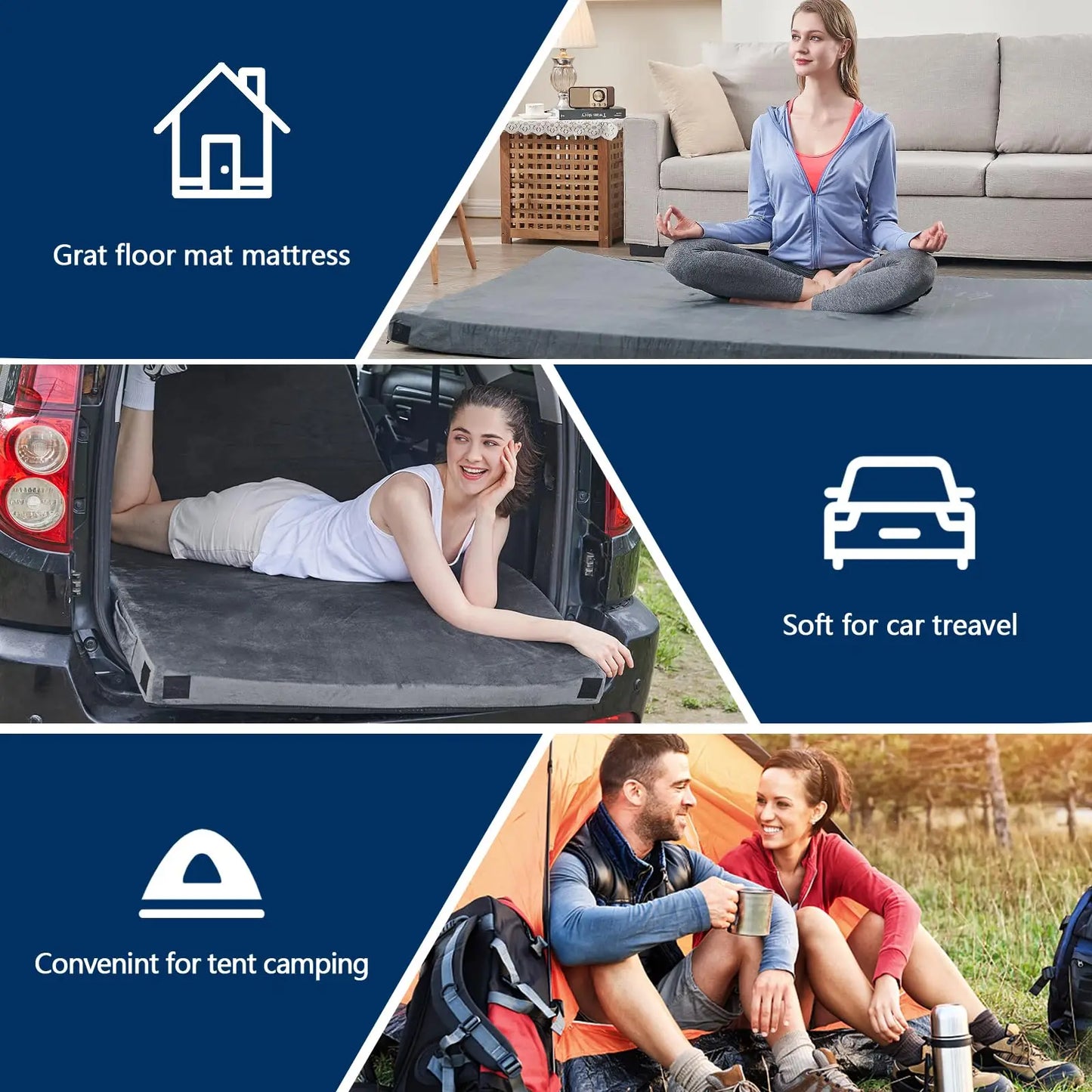 WestTune Memory Foam Camping Cot Mattress CertiPUR-US Portable Roll Up
