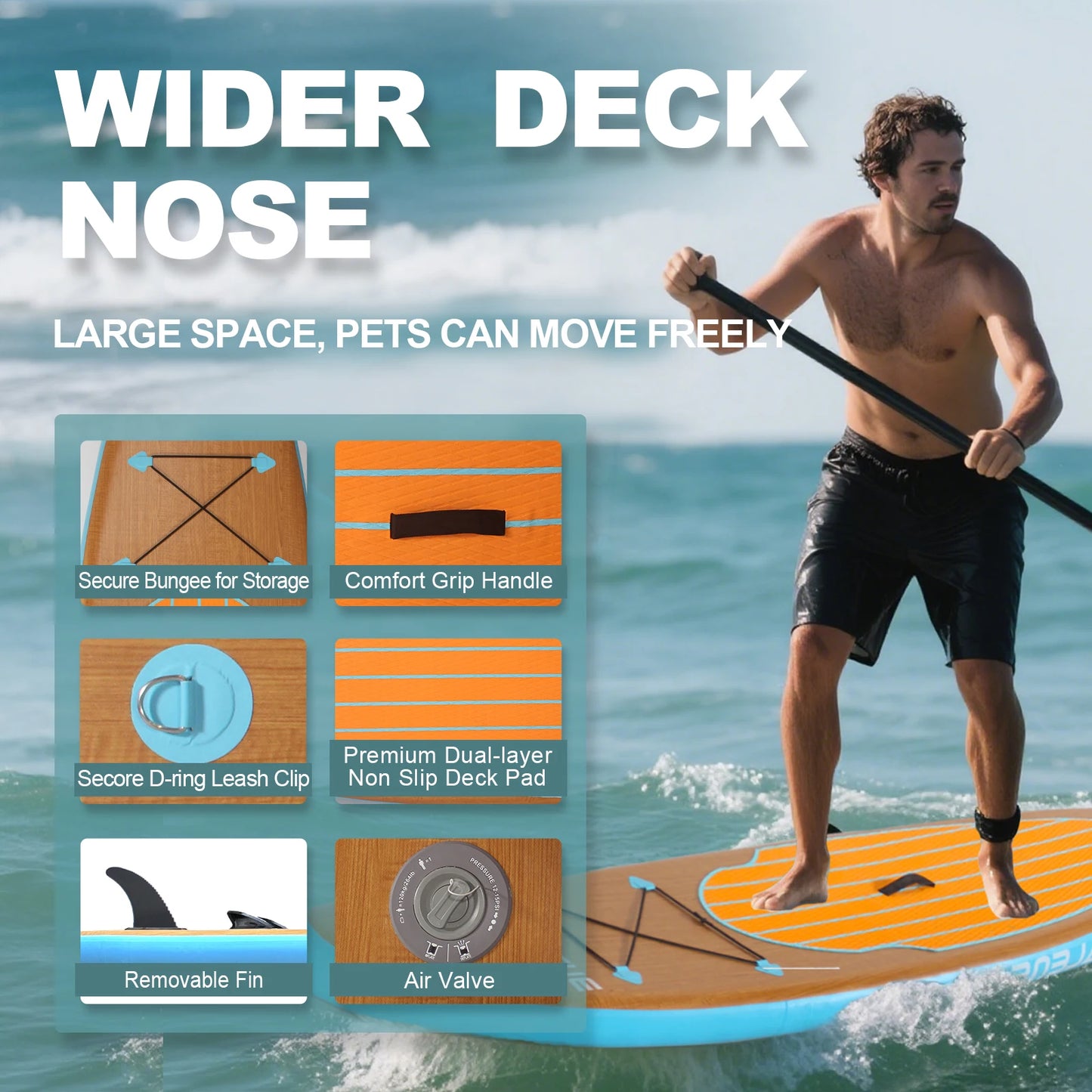 CADALENE Inflatable Stand Up Paddleboard With Premium Accessories