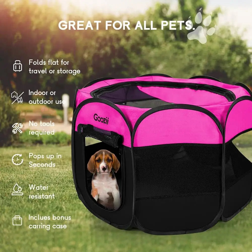 Foldable Pet Playpen Tent With Cover For Cats And Dogs