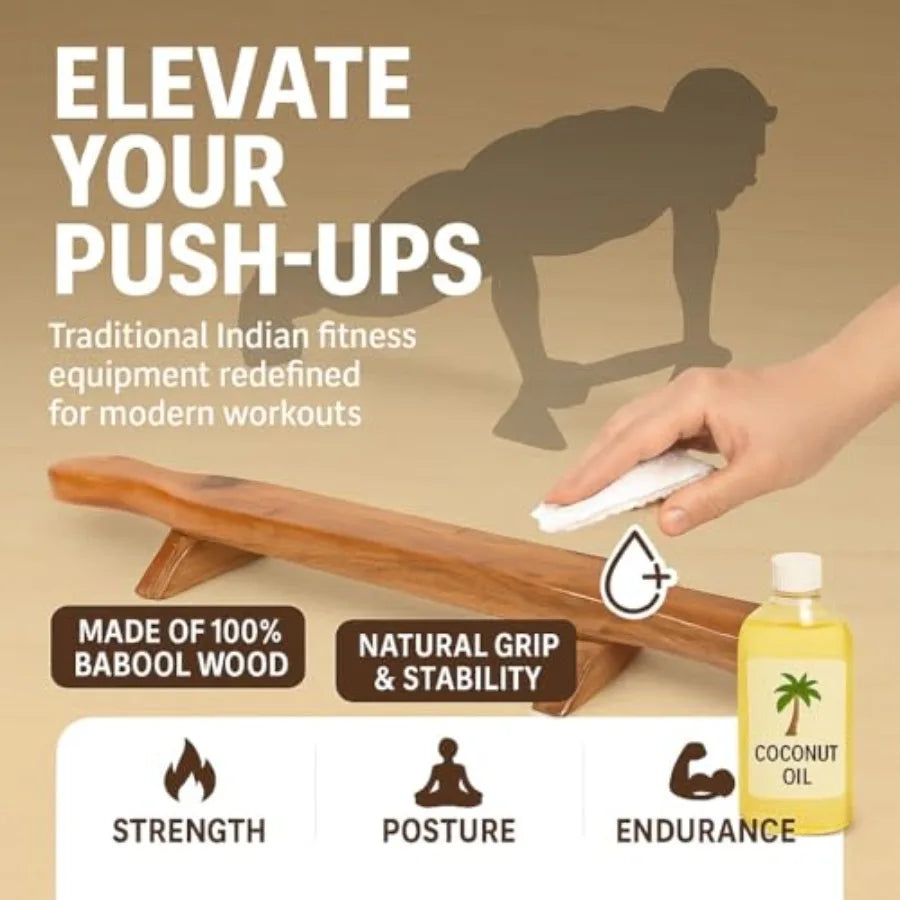SHXI Wooden Push Up Bar Fitness Equipment for Strength Training