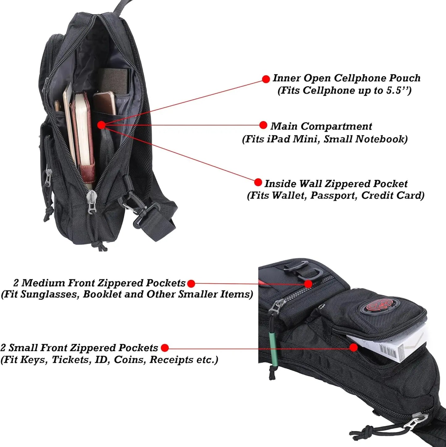 XMSJ Sling Backpack Crossbody Bag For Men Women Outdoor Travel