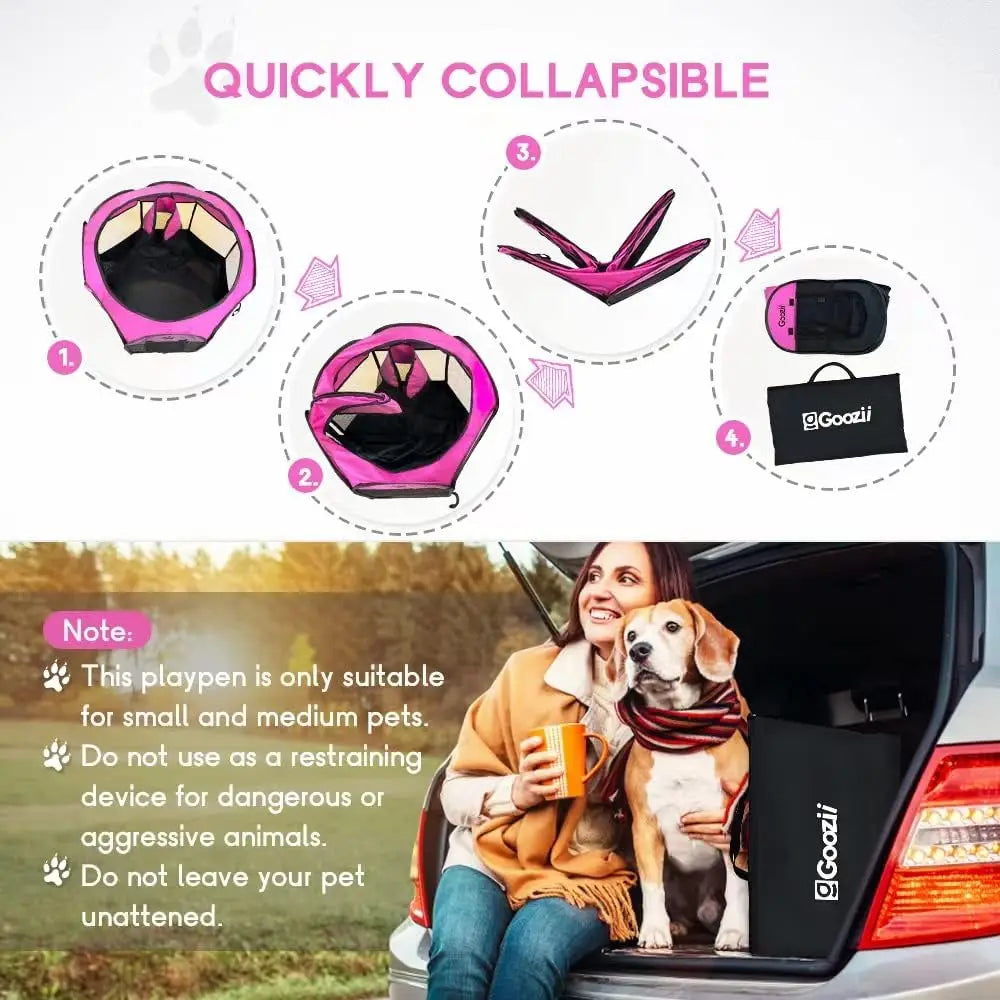 Foldable Pet Playpen Tent With Cover For Cats And Dogs