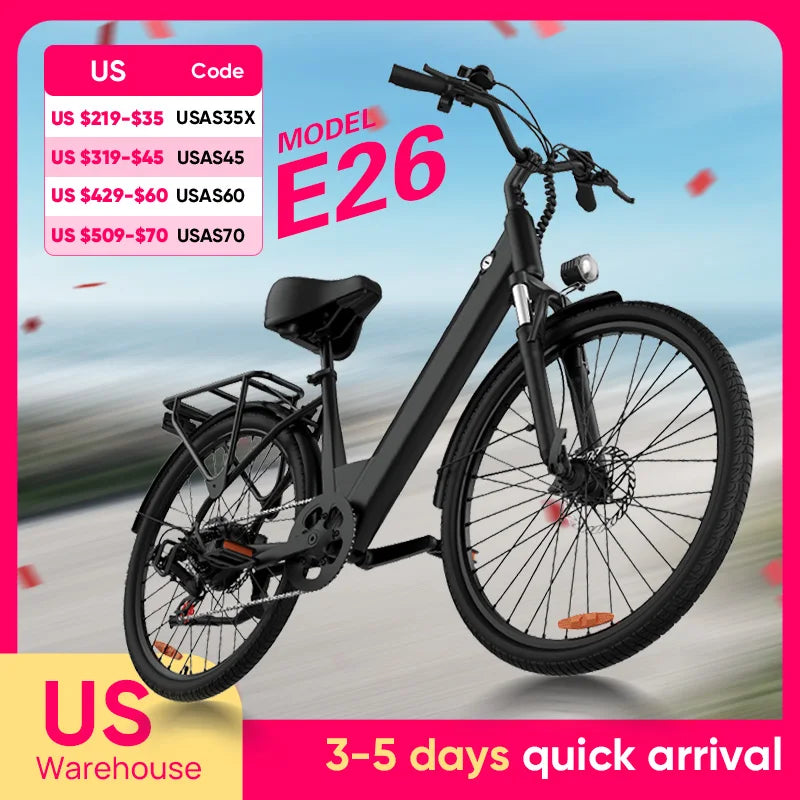URLIFE 750W E26 Electric Bike With 48V Removable Battery
