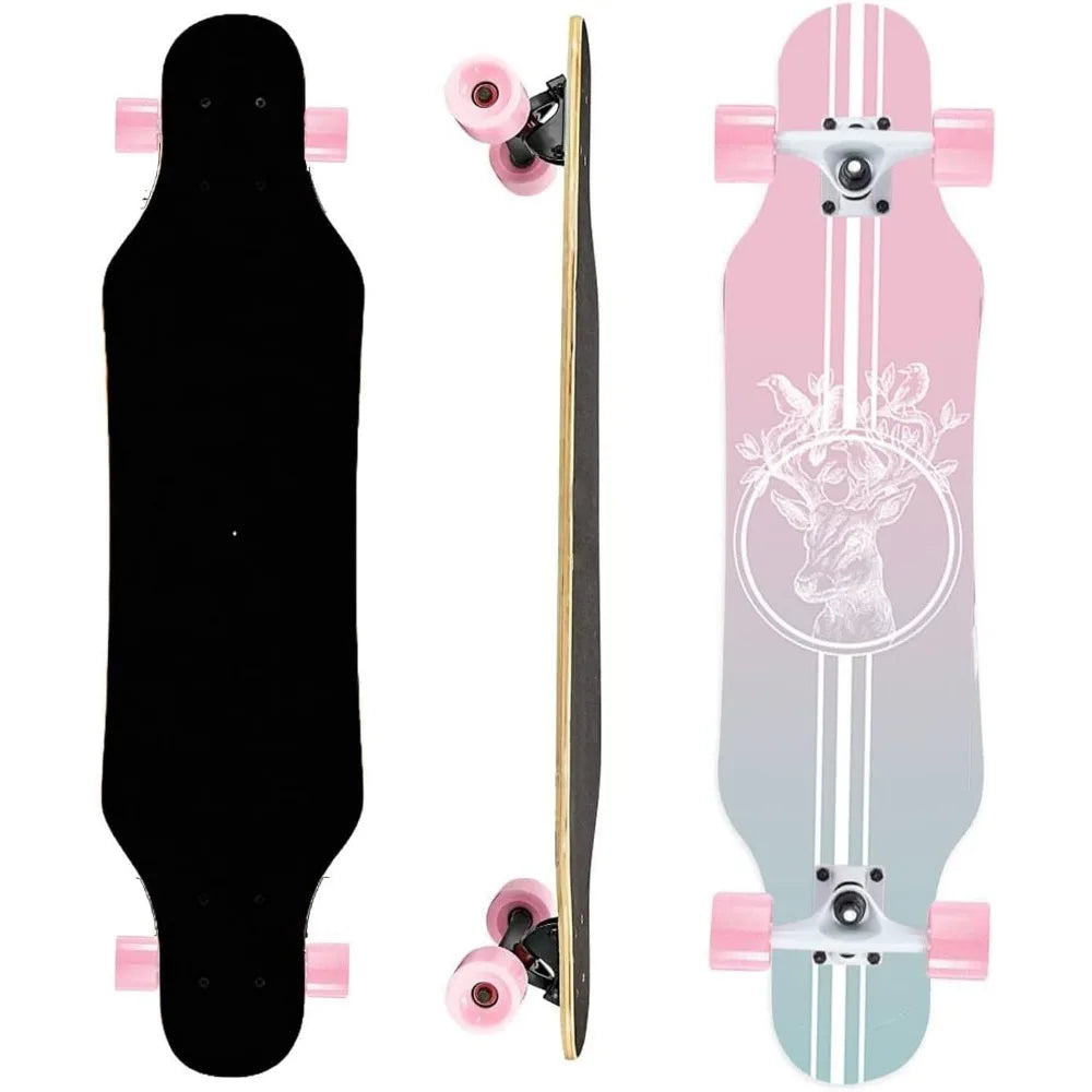 Mini Cruiser Longboard, 31 Inch Small Size Wide Wheel Skateboard, Beginner Stable & Easy-to-Control Skateboard, Suitable for Par