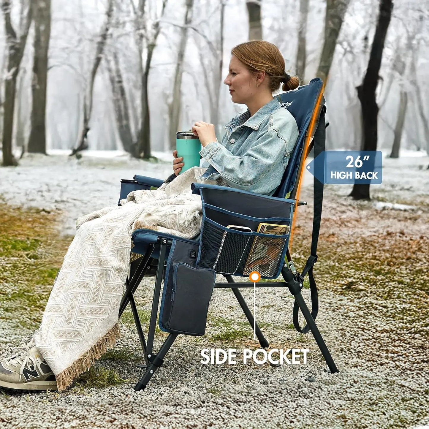 Heated Folding Camping Chair for Adults 400 Lb Capacity
