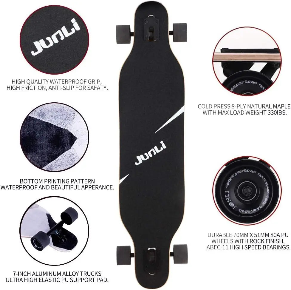 41-Inch Freeride Skateboard Longboard Complete Cruiser for Carving Downhill and Freestyle Riding