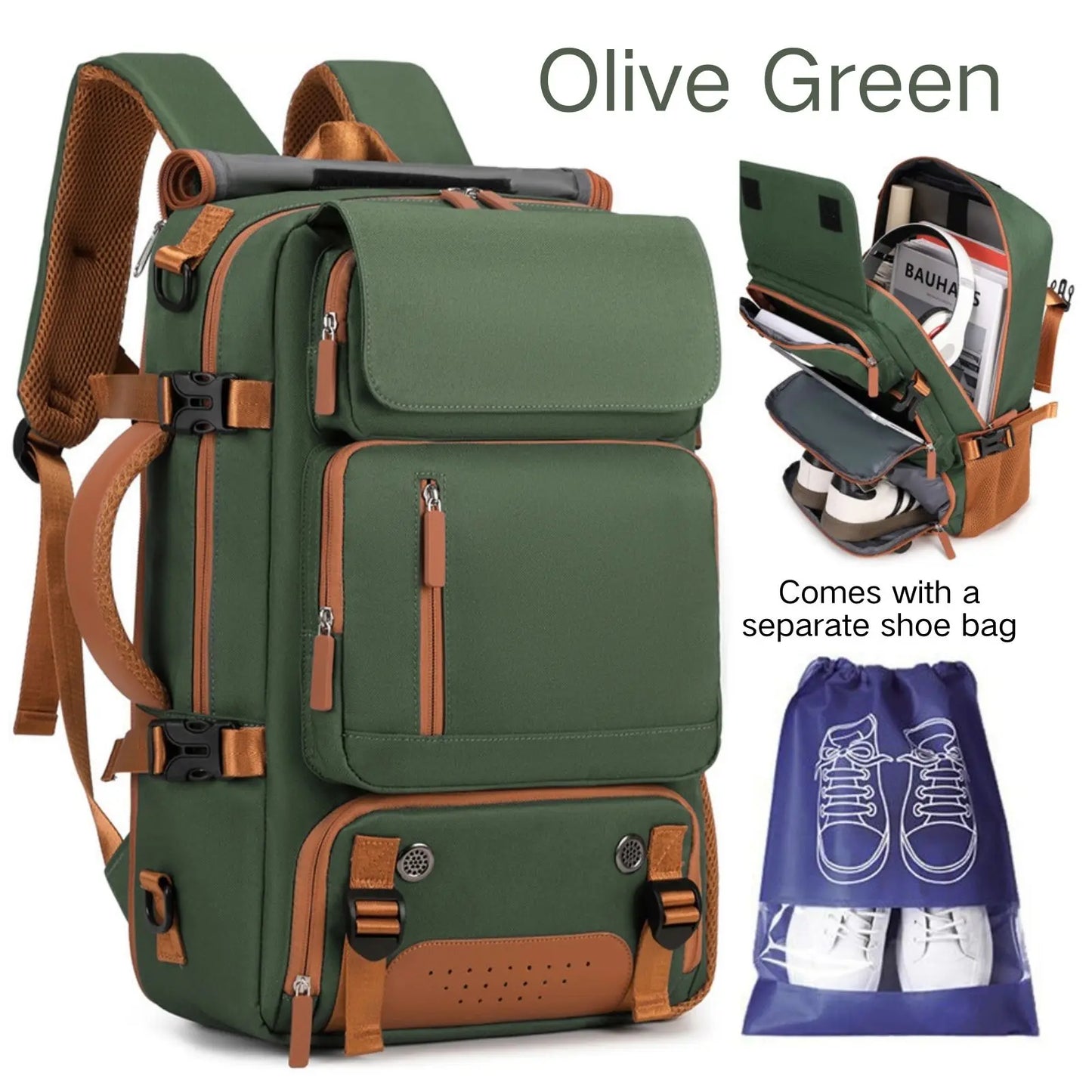 NONECN Backpack With Shoe Compartment Travel Laptop Carry On Luggage
