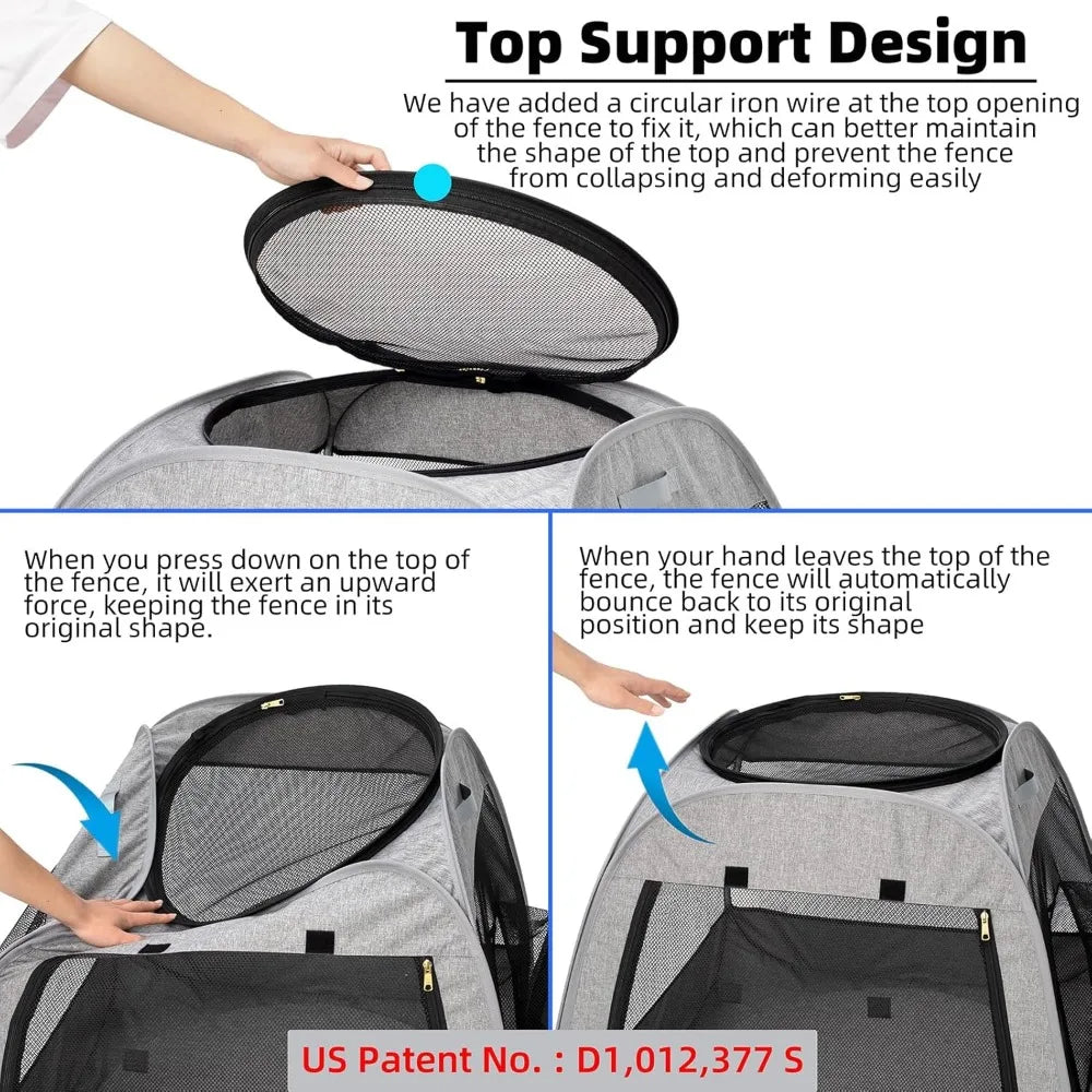 Foldable Pet Playpen With Trapezoid Stability Design