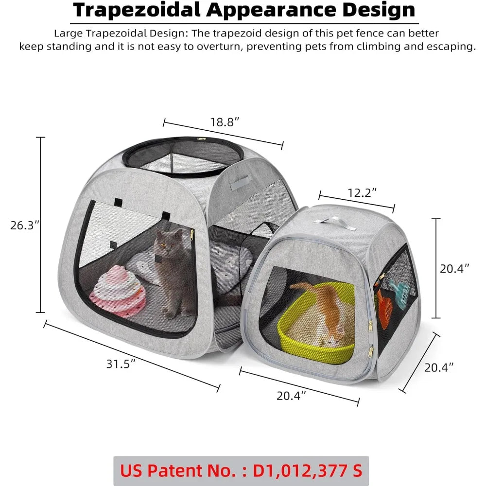 Foldable Pet Playpen With Trapezoid Stability Design