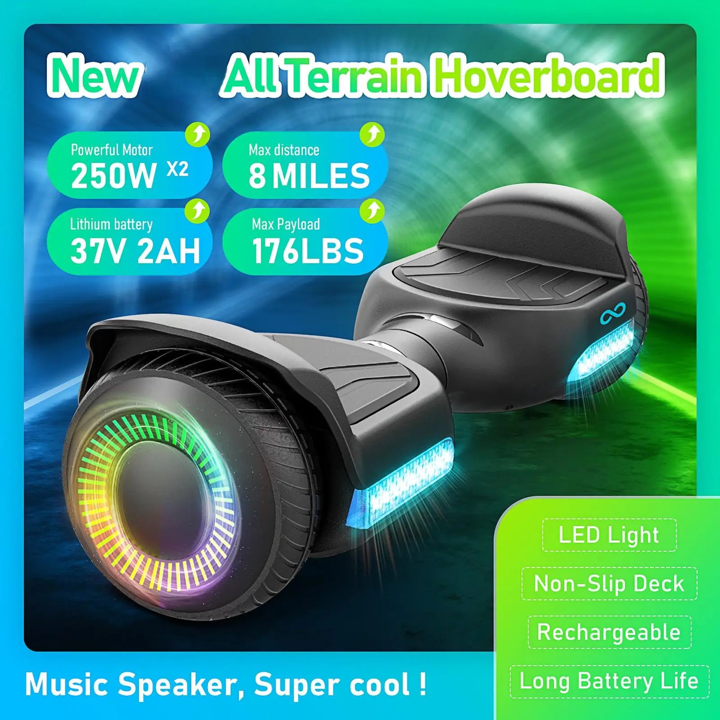 GYROORCE All Terrain Self Balancing Hoverboard With LED Bluetooth
