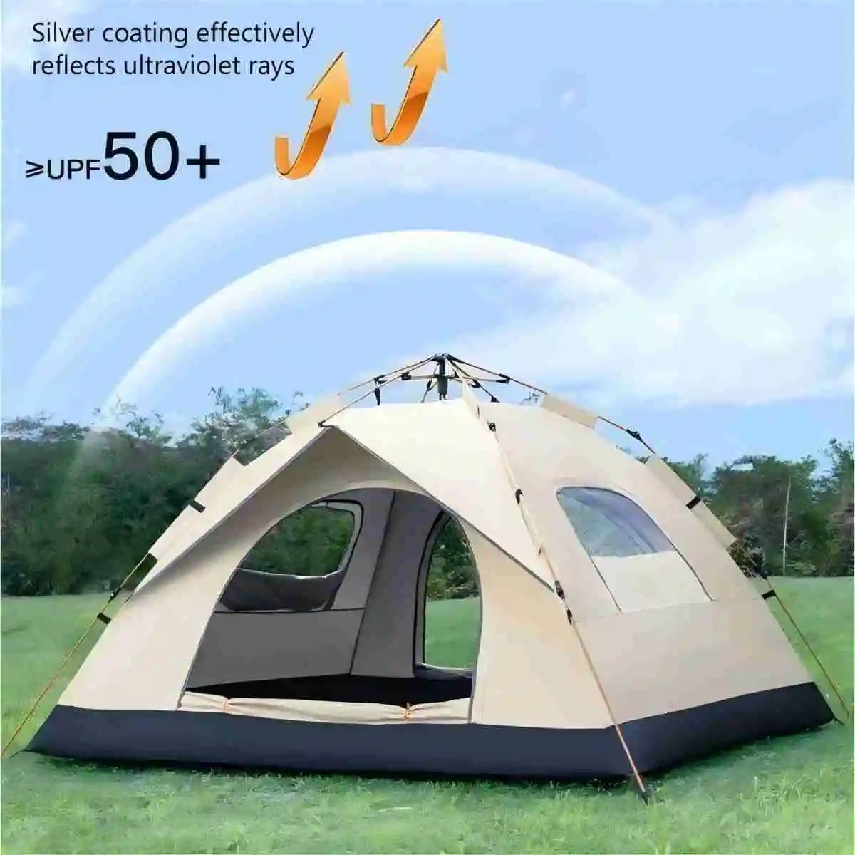 Pakicetus Outdoor Automatic Pop Up Camping Tent With Dual Doors And Windows