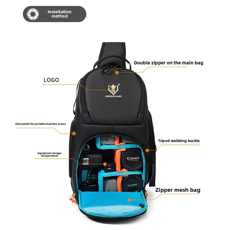 JINNUOLANG Waterproof Travel Camera Bag For DSLR And Lenses Crossbody