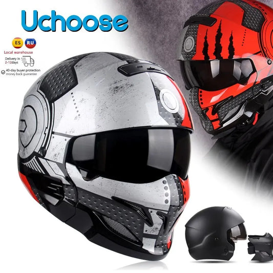 UCHOOSE Full Face Detachable Multipurpose Motorcycle Helmet