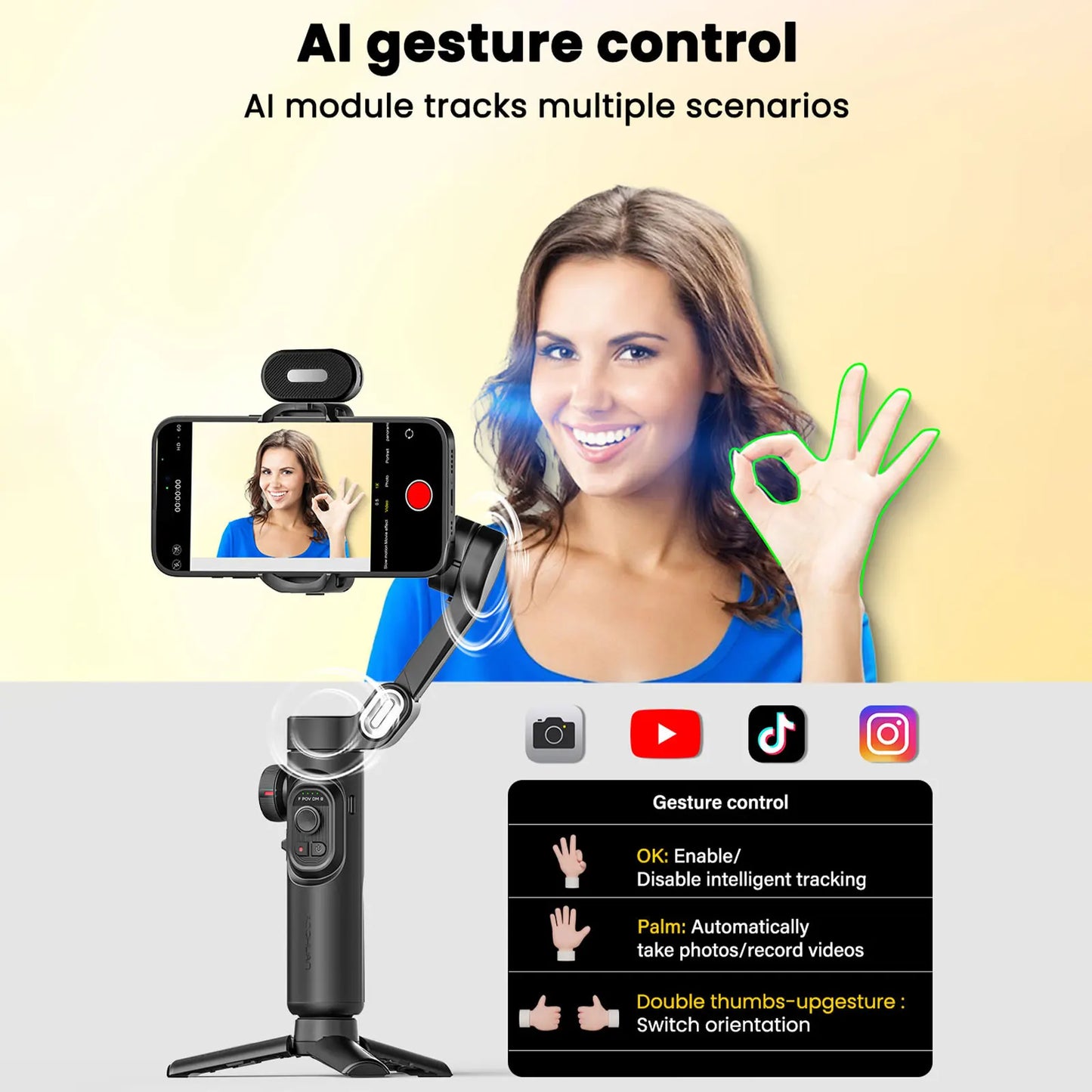 AOCHUAN Smart XE AI Gimbal Stabilizer With Gesture Tracking
