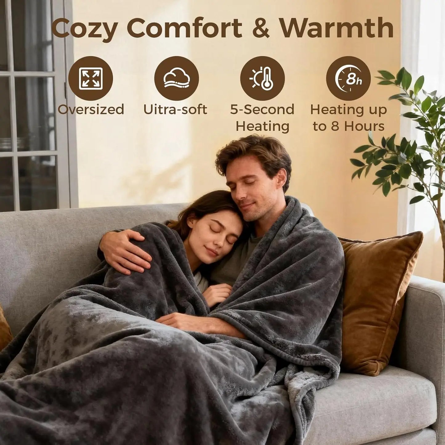 Cordless Heated Blanket With 20000mAh Battery USB 3 Heat Levels