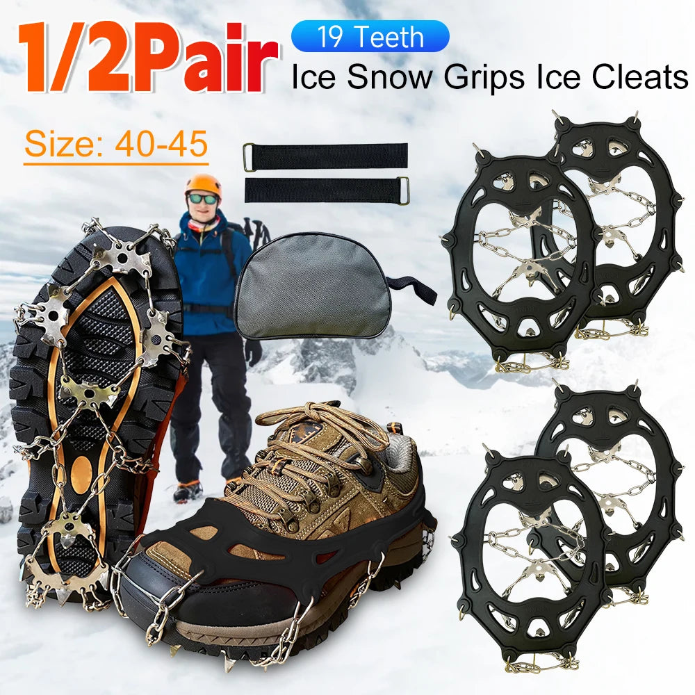 Snow Spikes Crampons Ice Cleats Anti Slip For Hiking Boots