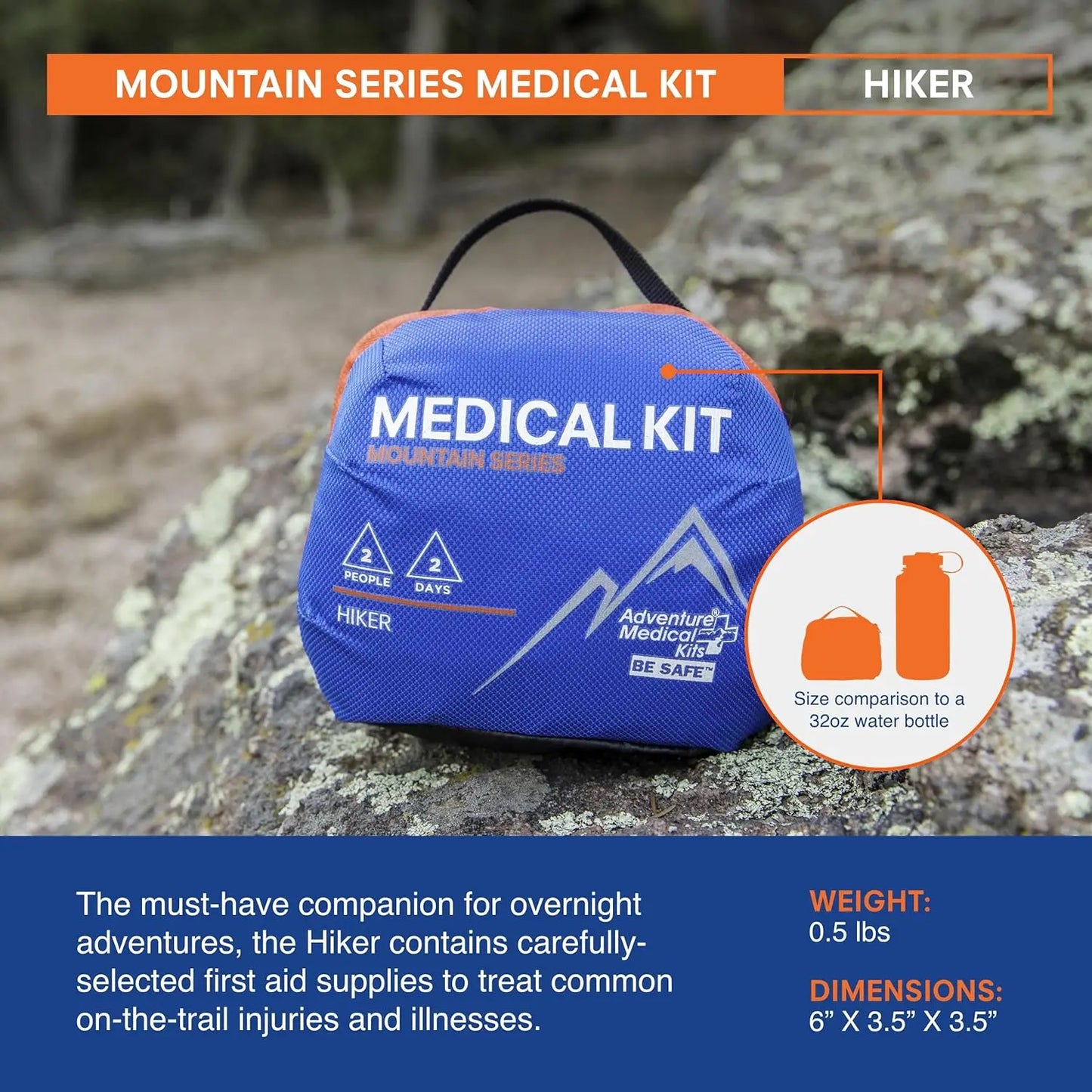 Emergency First Aid Kit For Hiking Adventures With Trauma Pad And Guide
